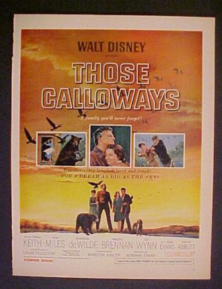 1965 Those Calloways Disney Movie Bear Dog Birds Art Ad
