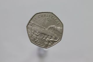 1990 Isle Of Man Christmas 50p 50 Pence Steam Packet Boat A99 S9654