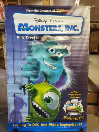Monsters Inc 2001 26x40 Rolled Dvd Promotional Poster