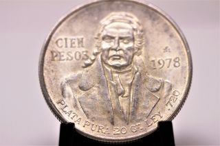 Bu Mexican Silver 100 Pesos 1978 Silver Cien Pesos