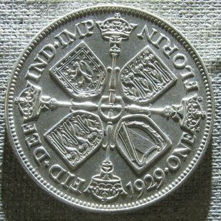 1929 Silver One Florin Great Britain Au Uncirculated