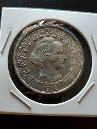 1912 Silver Brazil 2000 Reis 2