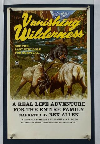 Vanishing Wilderness Movie Poster (fine, ) Window Card 1974 Folded 1044
