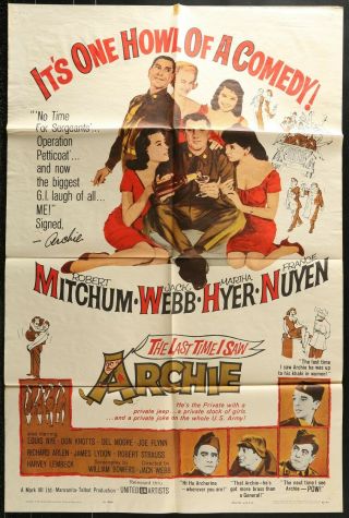 The Last Time I Saw Archie Robert Mitchum 1961 Ff 1 - Sheet Movie Poster 27 X 41