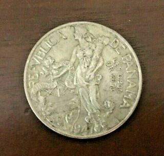 1947 Republica De Panama - Vn - Balboa Silver Coin (. 900)