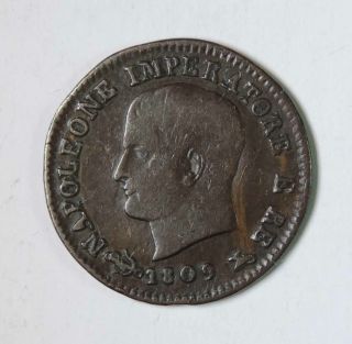 1809 V Italy Kingdom Of Napoleon 1 Centesimo Coin