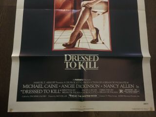 DRESSED TO KILL One - Sheet Poster 1980,  De Palma,  VG/Exc 3