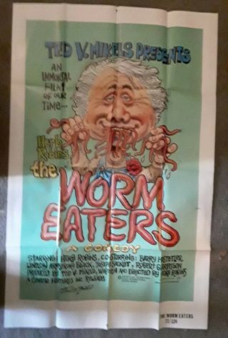 The Worm Eaters Movie Poster Signed By Ted V.  Mikels 1977