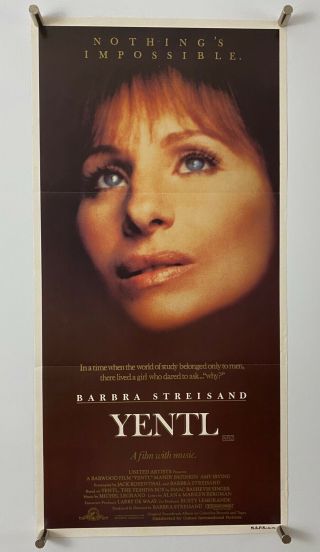 Yentl Movie Poster (fine) Aust Daybill 1983 13x36 3/4 Barbra Streisand 251