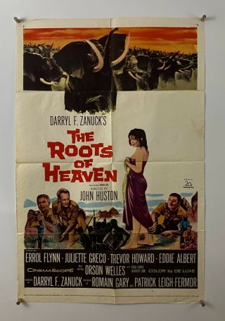 Roots Of Heaven Movie Poster (verygood) One Sheet 1958 Julie Greco 5400