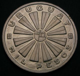 Uruguay 1000 Pesos 1969 So - Silver - F.  A.  O.  - Aunc - 3325