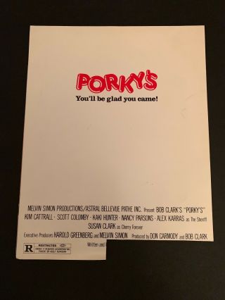 “PORKY’S” PRESS BOOK,  POSTER,  LOBBY CARD 2