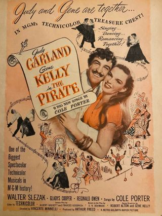 The Pirate,  Judy Garland,  Gene Kelly,  Full Page Vintage Promotional Ad