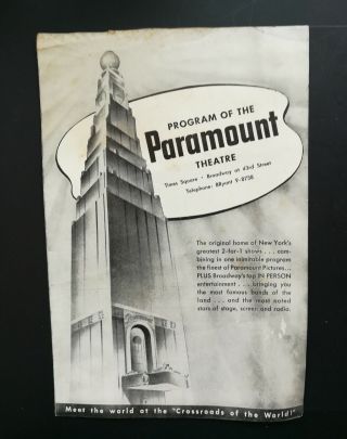 Vintage 1945 Paramount Theatre Program York Betty Hutton " The Stork Club "