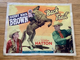 1948 Back Trail Orig Title Lobby Card Johnny Mack Brown Western Movie Poster