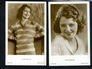 Vintage Janet Gaynor Two (2) German Ross Postcards 1920 