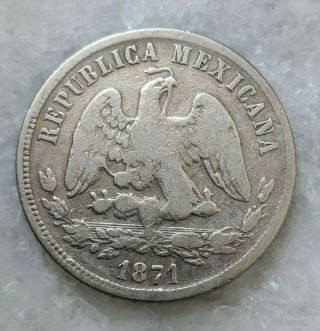 1871 Pi O Mexico 50 Centavos.  San Luis Potosi.  Better,  Hard To Find.