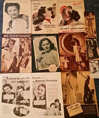 1930s - 1940s Clippings Of Barbara Stanwyck