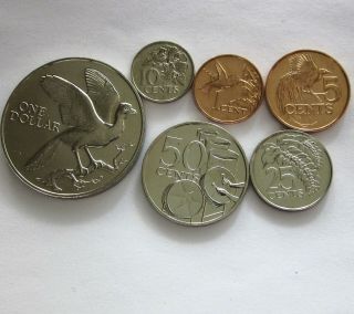 Trinidad And Tobago 1976 Set Of 6 Coins,  Km29 - 34,  35a - 36a,  Uncirculated