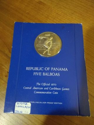 1970 Panama 5 Balboas Proof Silver Commemorative Coin