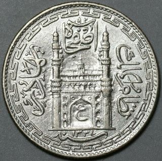 1919 Hyderabad India 1 Rupee 1337/8 Xf Silver Coin (20073016r)