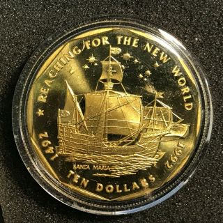 1492 1992 Marshall Islands $10 Ten Dollars World Columbus Santa Maria Ship