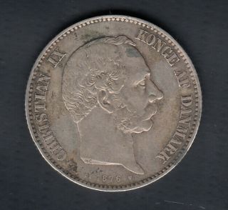 1876 Denmark 2 Kroner Silver Coin