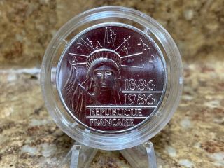 1986 France 100 Francs Piedfort Statue Of Liberty Bu Silver Coin
