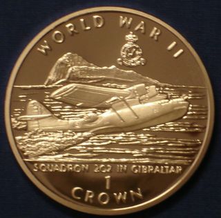 Gibraltar 1 Crown Silver Proof 1994 World War Ii Squadron 202 In Gibraltar