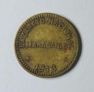 1913 Venezuela Maracaibo Leper Colony 1/8 Bolivar Coin