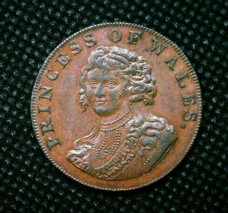 1795 Princess Of Wales Great Britain Uk Half Penny Coin 1/2 P