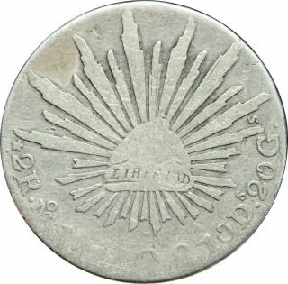 1854 Mo Gc Mexico City Mexico 2 Reales Rare Mexican Silver Coin