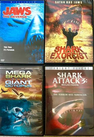 4 Shark Movies Dvds Jaws The Revenge Shark Exorcist Shark Attack 3