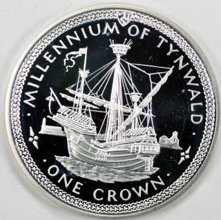 Isle Of Man Silver Proof Crown Millenium Of Tynewald (cog)
