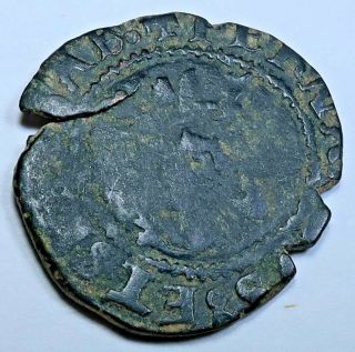 1500 ' s Ferdinand & Isabella Spanish Copper Blanca Cob Antique Columbus Era Coin 2