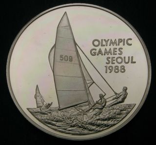 Cayman Islands 5 Dollars 1988 Proof - Silver - Seoul Olympics - 3152