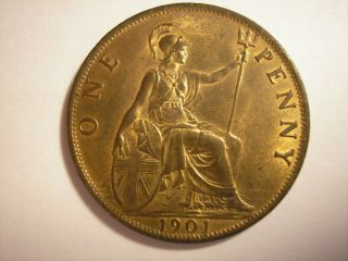 English 1901 Penny,  Victoria,  Km 790,  Great Britain Au