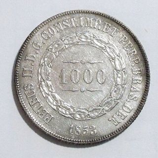Brazil - Pedro Ii (1831 - 1889) - 1000 Reis 1853 - Silver - - Lustre