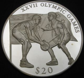 Liberia 20 Dollars 2000 Proof - Silver - Xxvii Olympic Games Basketball - 2752 ¤
