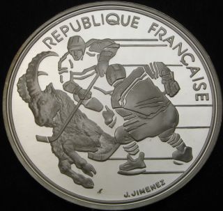 France 100 Francs 1991 Proof - Silver - Olympics - Hockey - 2521 ¤