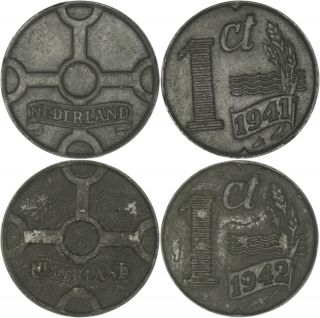 Netherlands: 14 different WWII coins zinc 1941 - 1944 2