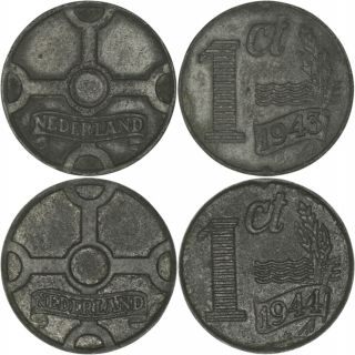 Netherlands: 14 different WWII coins zinc 1941 - 1944 3
