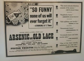 1941 Boris Karloff On Broadway Live Arsenic And Old Lace 7x5
