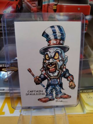 Captain Spaulding Art Trading Card Hand Signed By Artist Rak Horror Clown