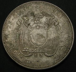 Ecuador 5 Sucres 1943 Mo - Silver - Vf,  - 3679