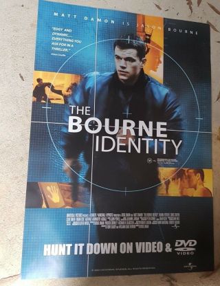 The Bourne Identity Matt Damon Australian Video Release Large Movie Poster