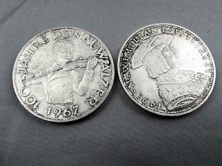 2 Austria Republik Osterreich 50 Schillings 1969 & 1967 40 Grams.  900 Silver