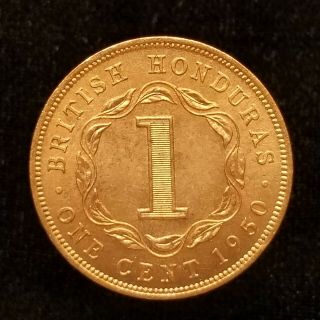 British Honduras (belize) 1 Cent 1950,  Red Uncirculated