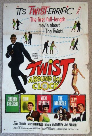Twist Around The Clock 1962 1sht Movie Poster Fld Chubby Checker Good