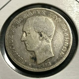 1873 Greece Silver 2 Drachmai Coin